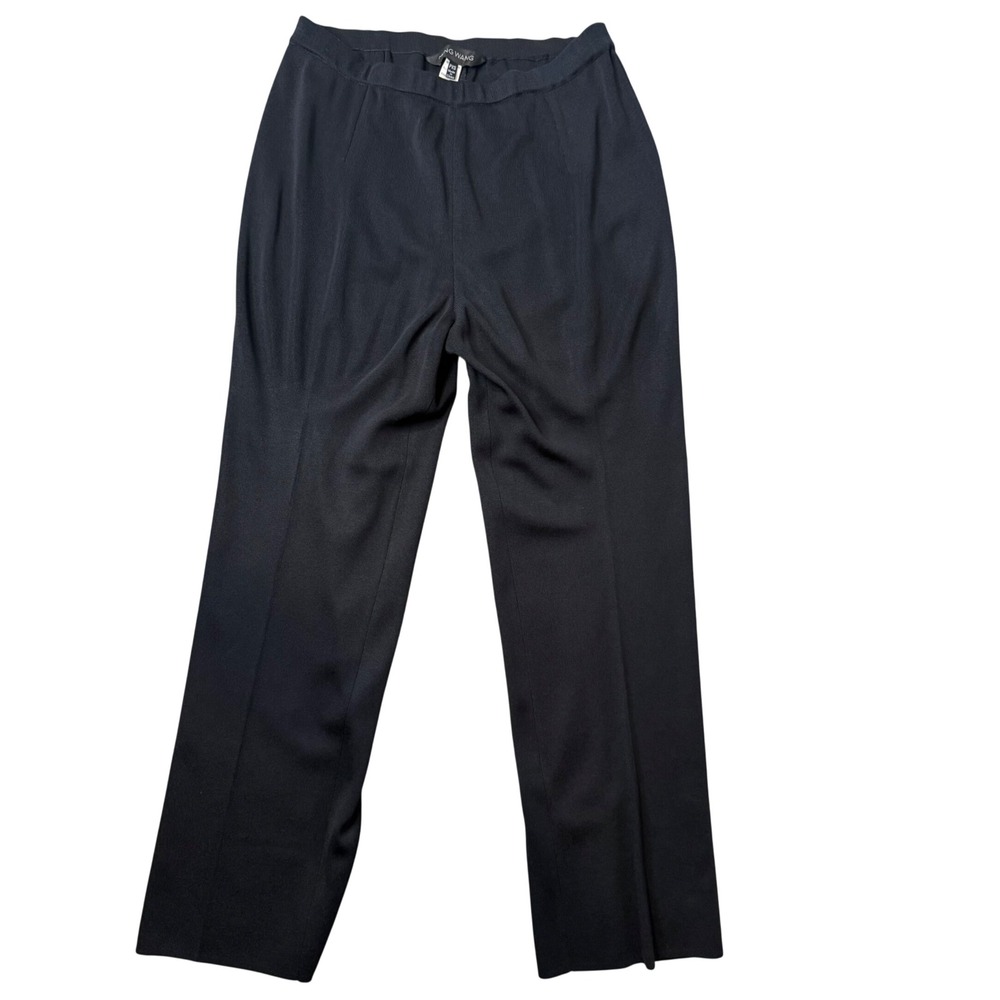 Ming Wang Black Knit Straight‎ Leg Pull On Pants Petite XS Quiet Luxury Office